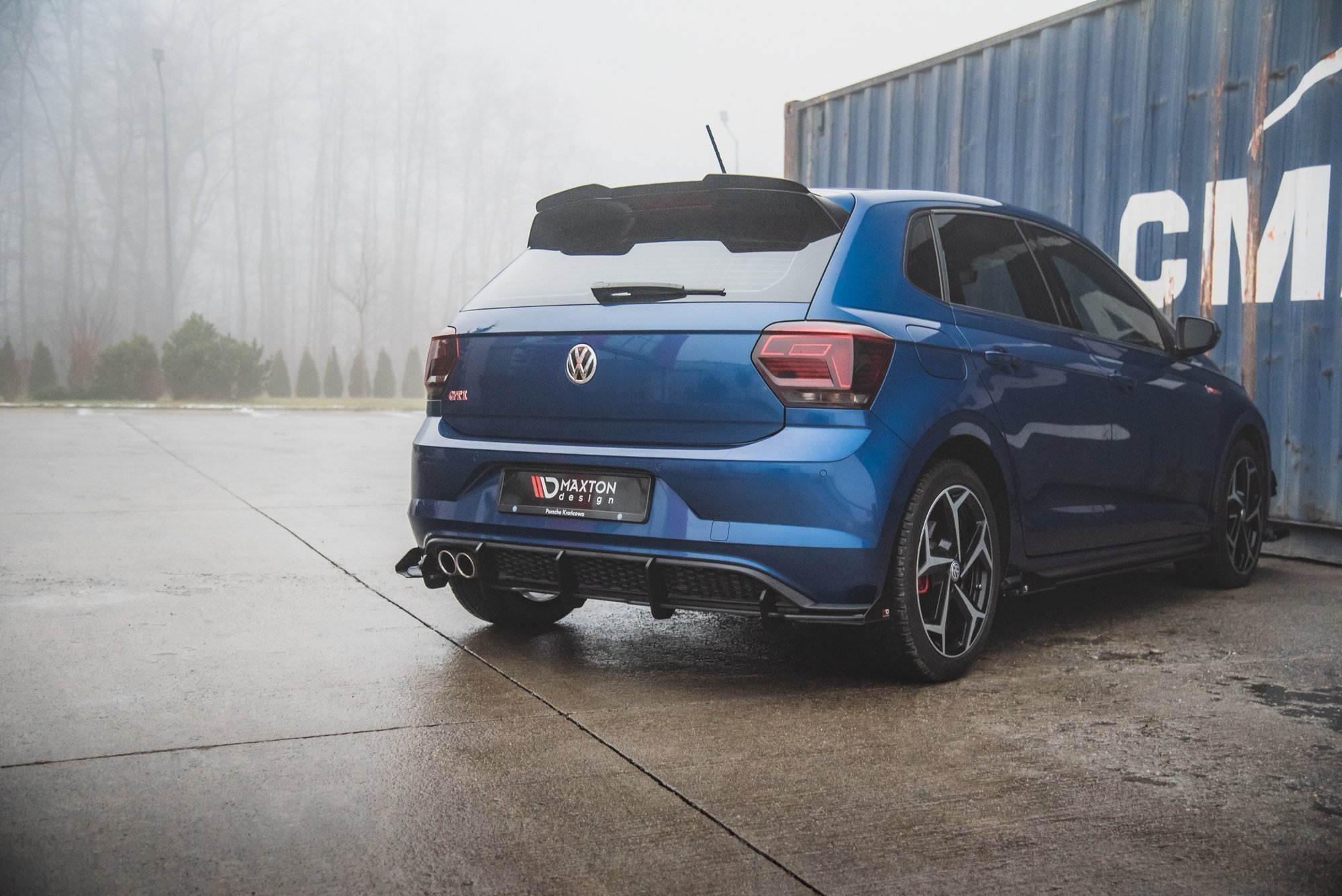 Street Pro Heck Ansatz Diffusor passend für VW Polo GTI Mk6 rot+ Hochglanz Flaps