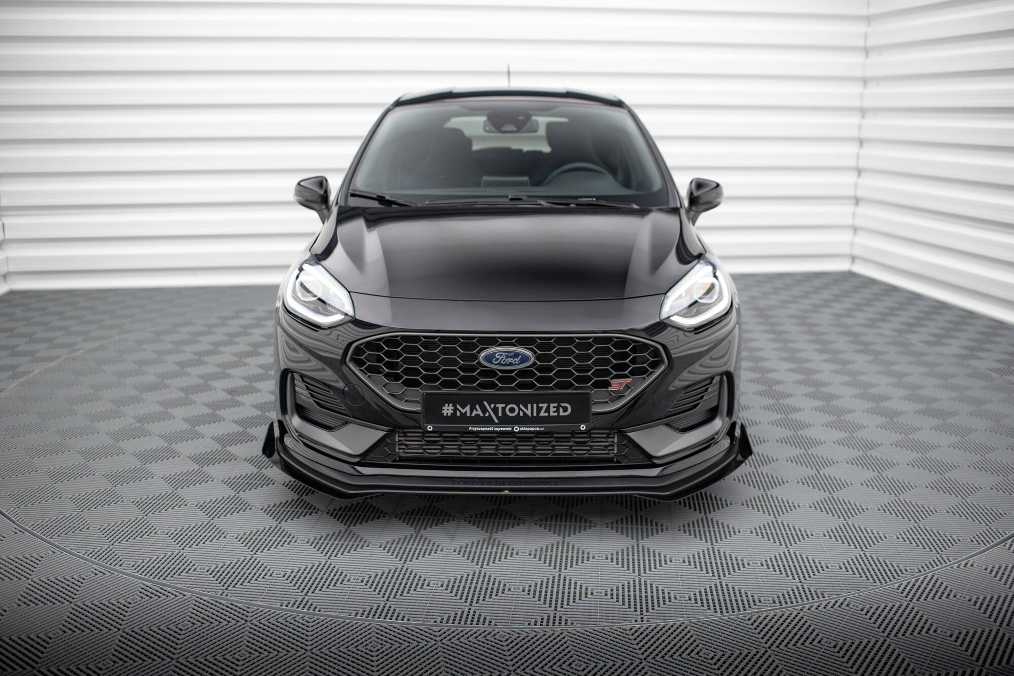 Street Pro Spoilerlippe Front Ansatz passend für Ford Fiesta ST / ST-Line Mk8 FL rot+ Hochglanz Flaps