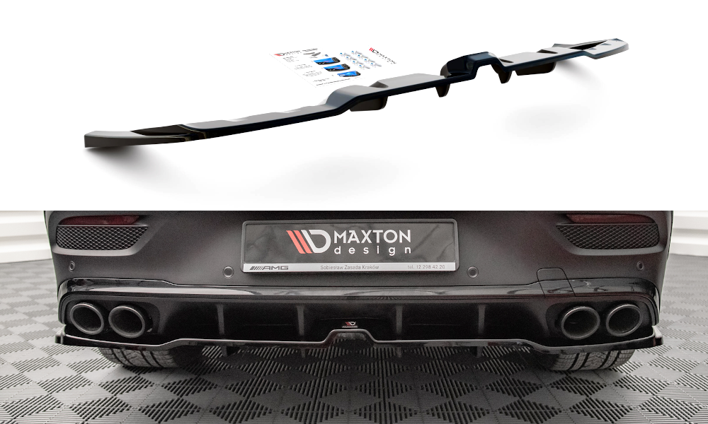 Street+ Mittlerer Diffusor RACE Heck Ansatz passend für Mercedes-AMG GLE 53 Coupe C167 / C167 FL schwarz Hochglanz
