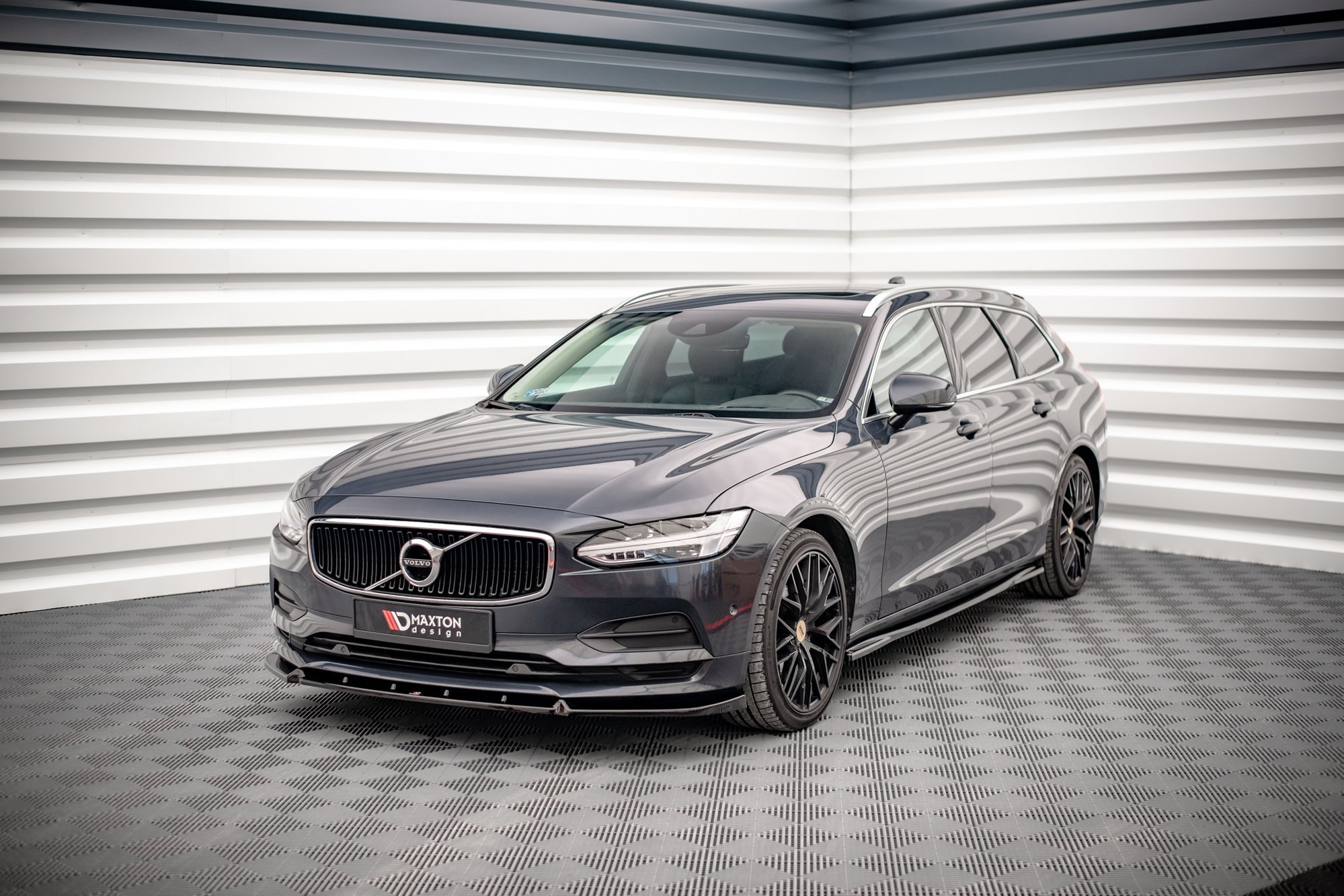 Street+ Spoilerlippe Front Ansatz V.2 passend für Volvo V90 Mk2 schwarz Hochglanz
