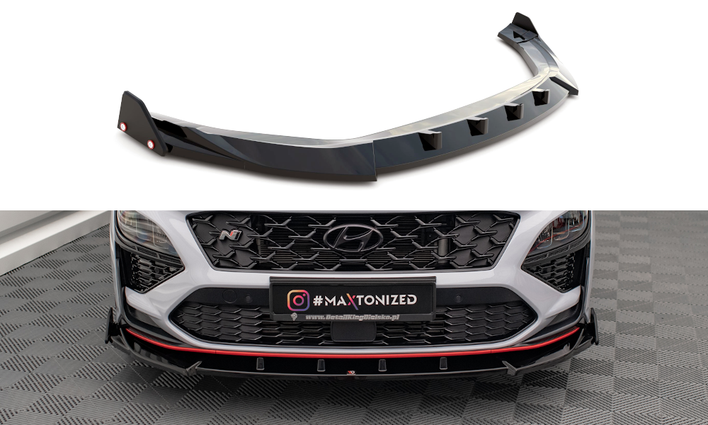 Street+ Spoilerlippe Front Ansatz V.2 + Flaps passend für Hyundai Kona N Mk1