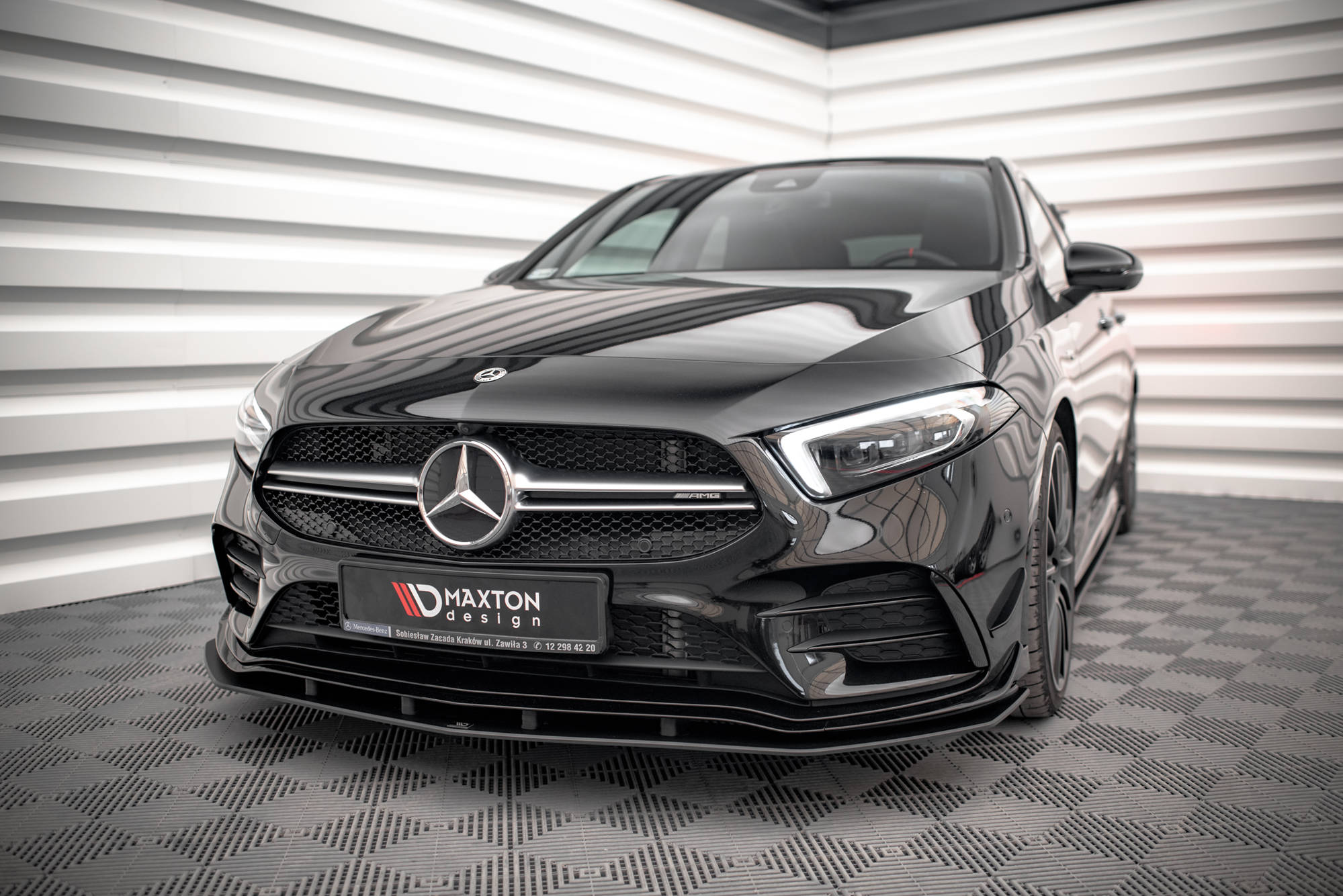 Street Pro Spoilerlippe Front Ansatz passend für Mercedes A35 AMG AERO / AMG-Line W177 rot