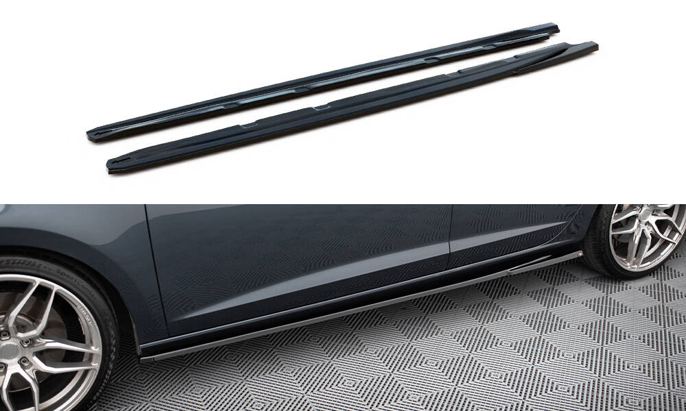 Seitenschweller Ansatz für V.5 Seat Leon Cupra / FR Mk3 / Mk3 Facelift schwarz Hochglanz