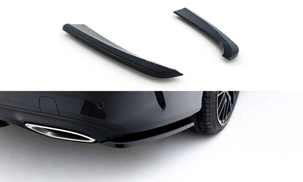 Heck Ansatz Flaps Diffusor für Mercedes- Benz C Coupe AMG-Line C205 schwarz Hochglanz