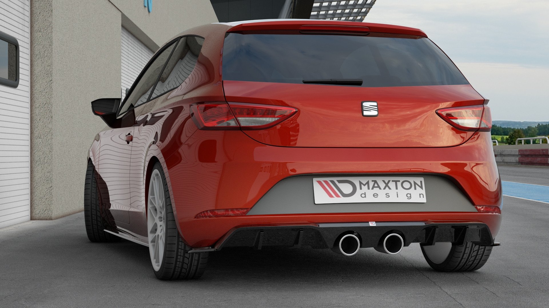 Diffusor Heck Ansatz V.2 für Seat Leon Cupra Hatchback Mk3 Facelift schwarz Hochglanz