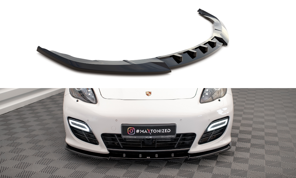 Street+ Spoilerlippe Front Ansatz V.1 passend für Porsche Panamera Turbo Sport Design Package 970 schwarz Hochglanz