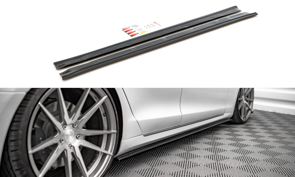 Seitenschweller Ansatz Paar passend für Tesla Model S FL schwarz Hochglanz