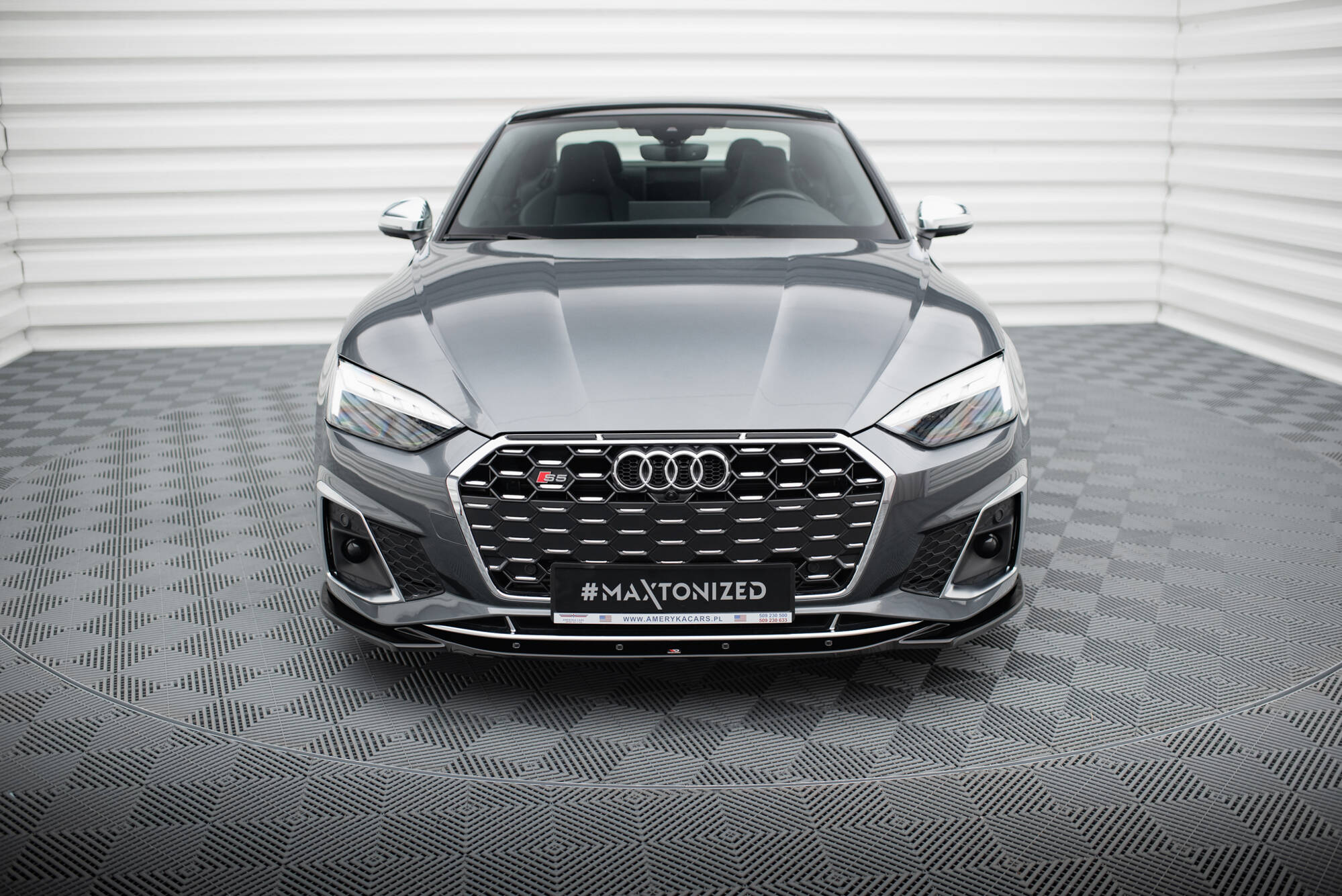 Street+ Spoilerlippe Front Ansatz V.1 passend für Audi S5 / A5 S-Line F5 FL schwarz Hochglanz