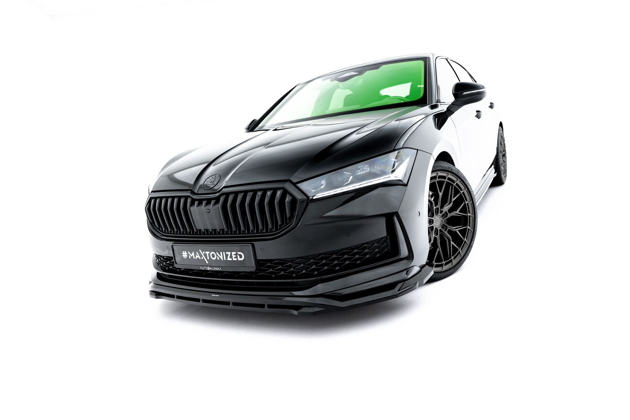 Street+ Spoilerlippe Front Ansatz V.1 passend für Skoda Superb Sportline Mk4 schwarz Hochglanz