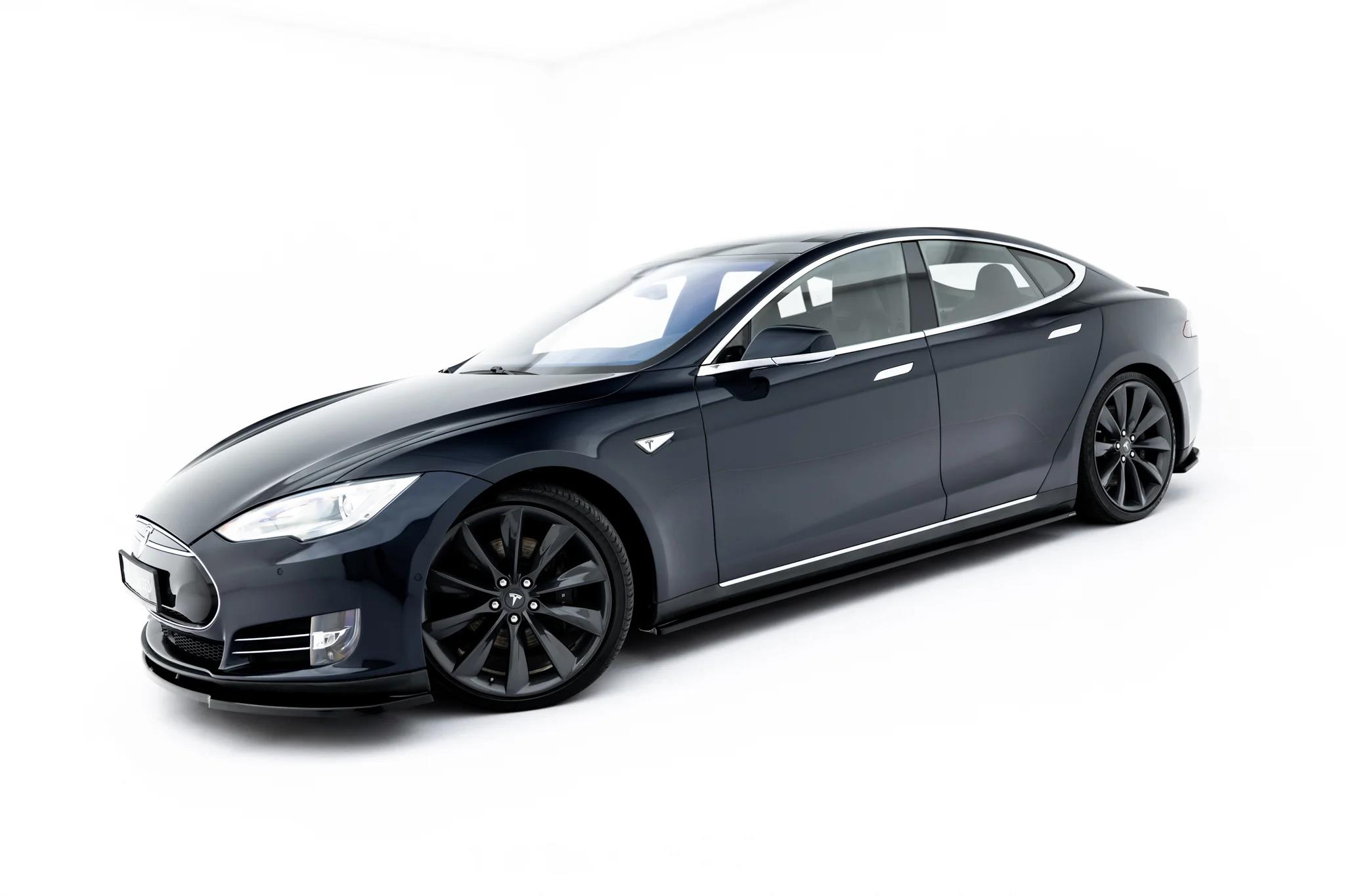 Seitenschweller Ansatz Paar V.2 passend für Tesla Model S Mk1 schwarz Hochglanz