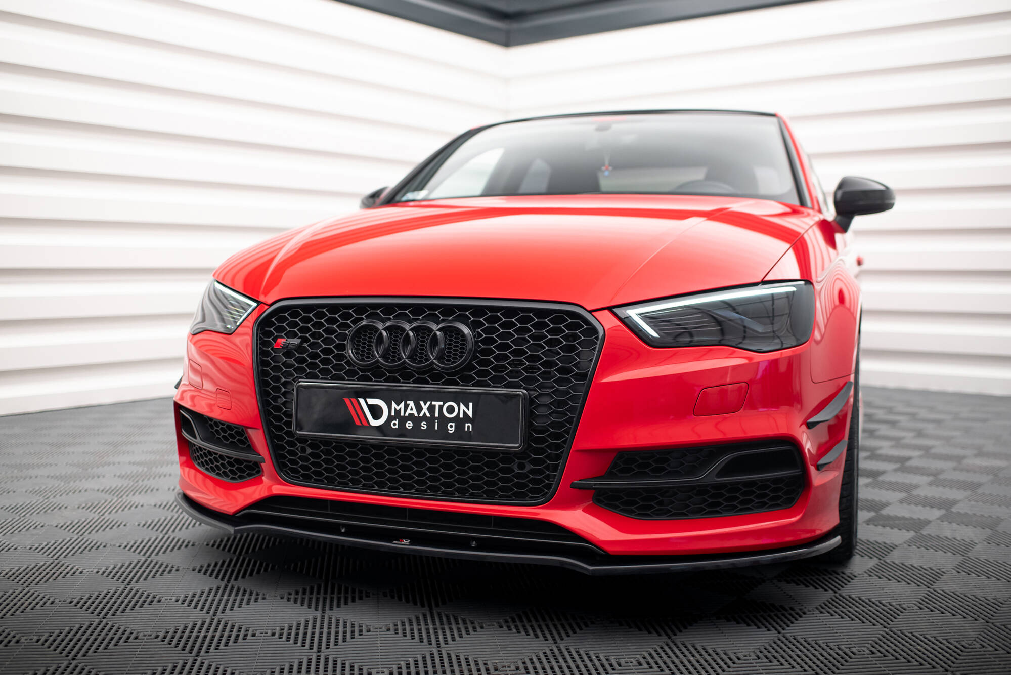 Street+ Spoilerlippe Front Ansatz V.2 passend für Audi S3 / A3 S-Line 8V Limousine / Cabrio schwarz Hochglanz