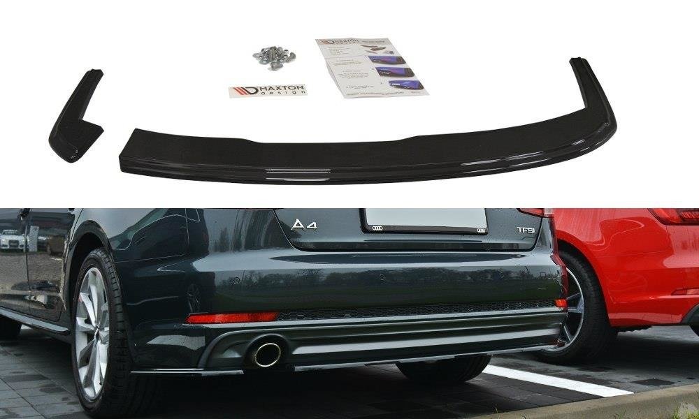 Heck Ansatz Flaps Diffusor für Audi A4 B9 S-Line schwarz Hochglanz