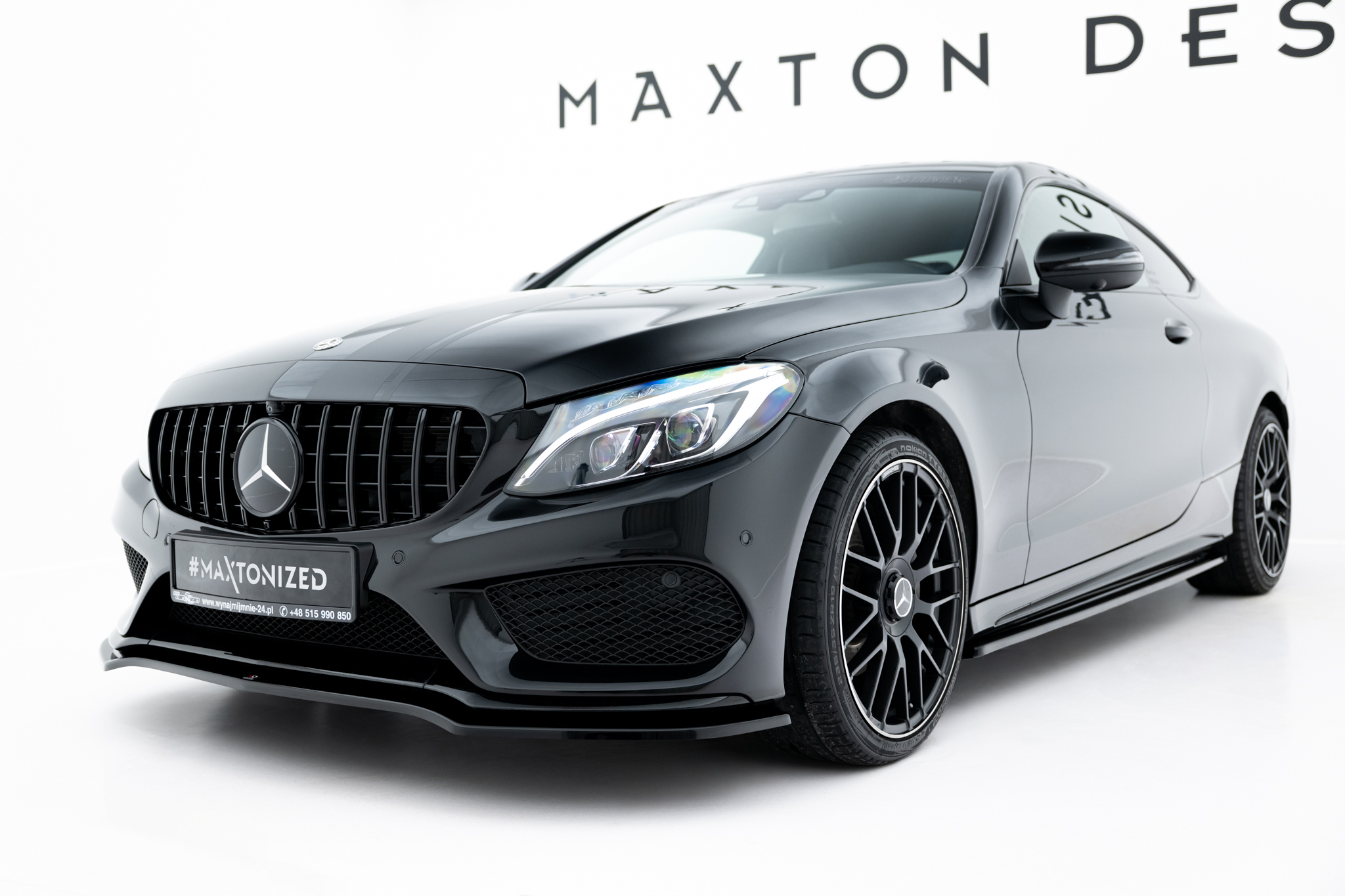 Front Ansatz V.1 für Mercedes- Benz C Coupe AMG-Line C205 schwarz Hochglanz
