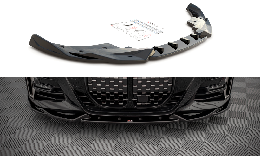 Street+ Spoilerlippe Front Ansatz V.2 passend für BMW 4er M-Paket / M440i G22 / G23 / G22 FL / G23 FL schwarz Hochglanz