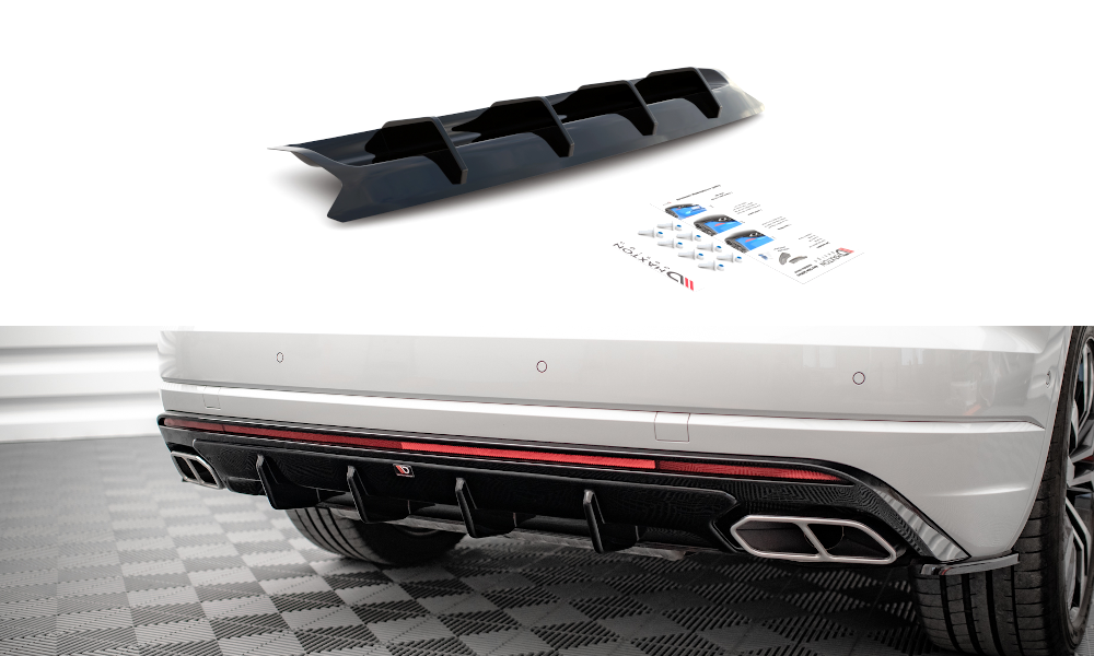 Street+ Heck Ansatz Diffusor passend für VW Touareg R-line Mk3 schwarz Hochglanz
