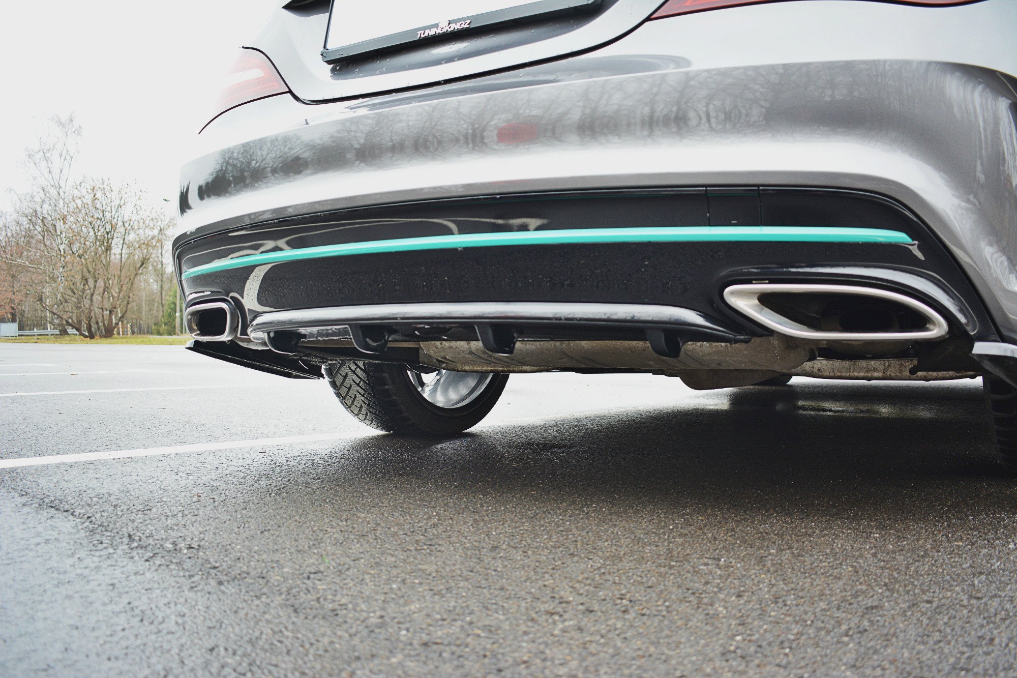 Diffusor Heck Ansatz für Mercedes CLA C117 AMG-LINE FACELIFT schwarz Hochglanz