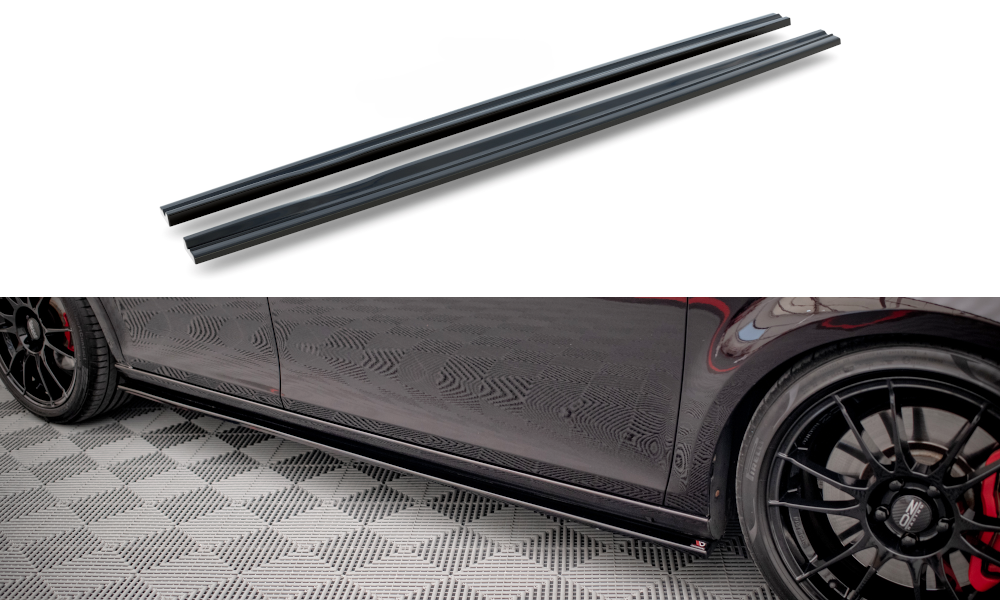 Street+ Seitenschweller Leisten passend für Seat Leon MK2 CUPRA / FR schwarz Hochglanz