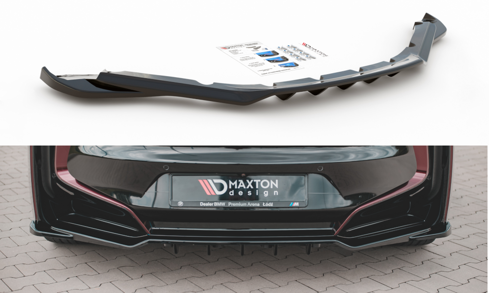 Mittlerer Cup Diffusor DTM Look Heck Ansatz für BMW i8 schwarz Hochglanz