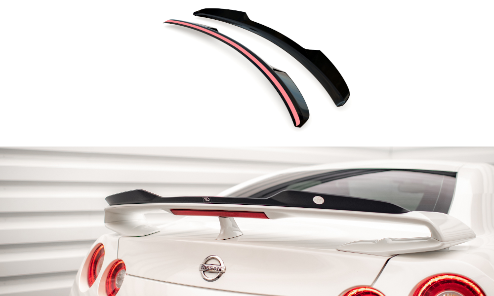 Heck Spoiler Aufsatz Abrisskante passend für Nissan GTR R35 FL schwarz Hochglanz