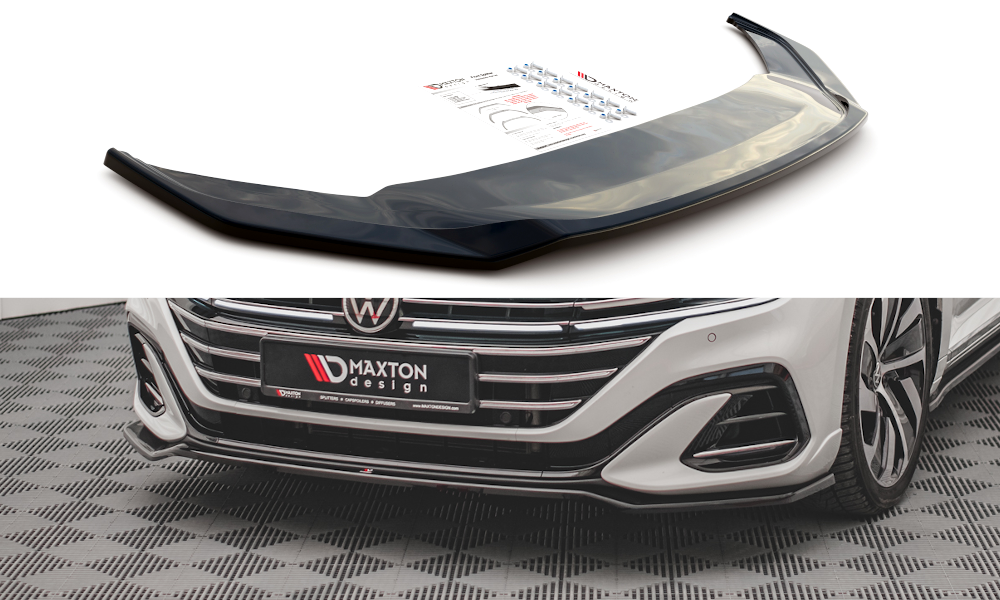 Street+ Spoilerlippe Front Ansatz V.3 passend für VW Arteon R-Line Limousine / Shooting Brake Mk1 FL schwarz Hochglanz