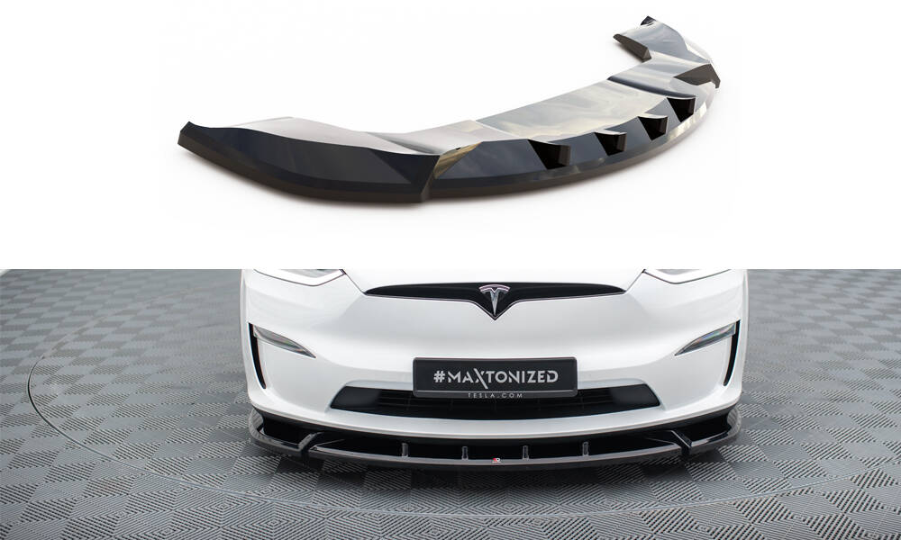 Frontlippe V.2 passend für Tesla Model X Mk1 FL schwarz Hochglanz