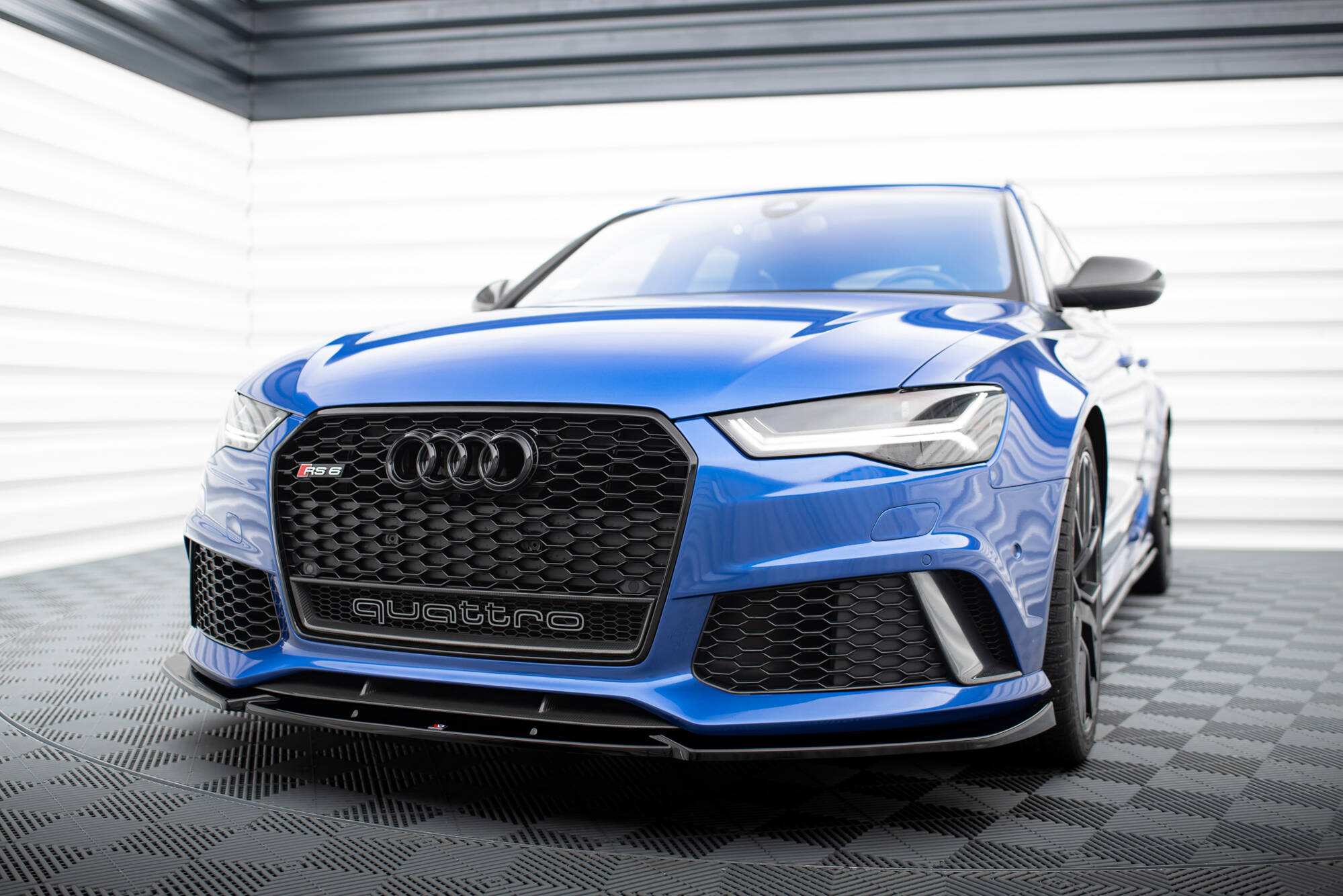 Street+ Spoilerlippe Front Ansatz V.4 passend für Audi RS6 C7 / C7 FL schwarz Hochglanz