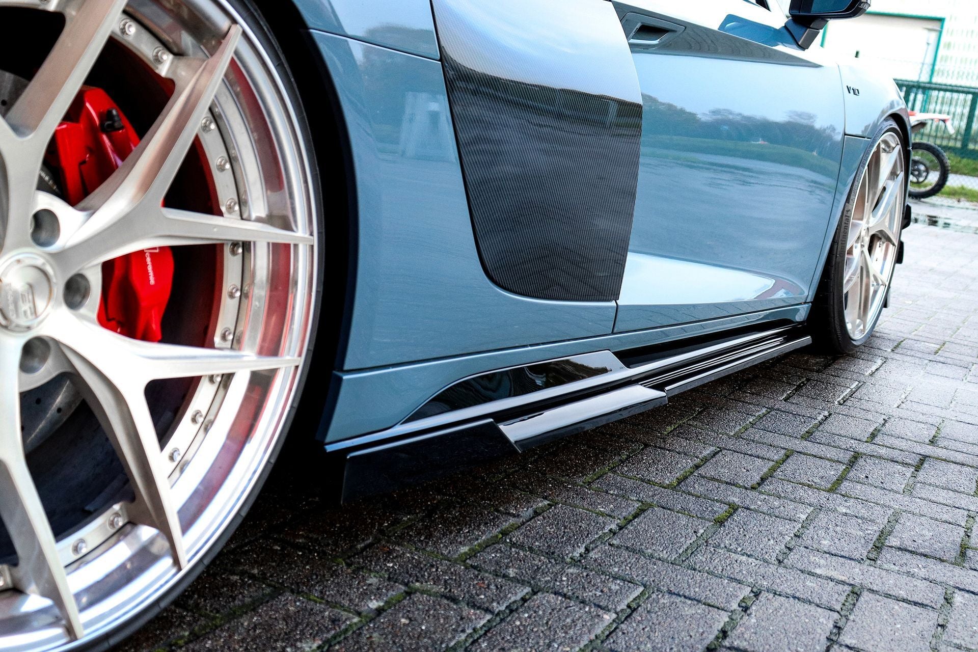 Cup Seitenschweller mit Wings hinten für Audi R8 4S Facelift ab Bj. 2019 - Schwarz Matt