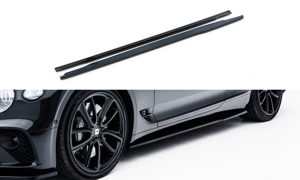 Seitenschweller Ansatz Paar passend für Bentley Continental GT Coupe Mk3 schwarz Hochglanz