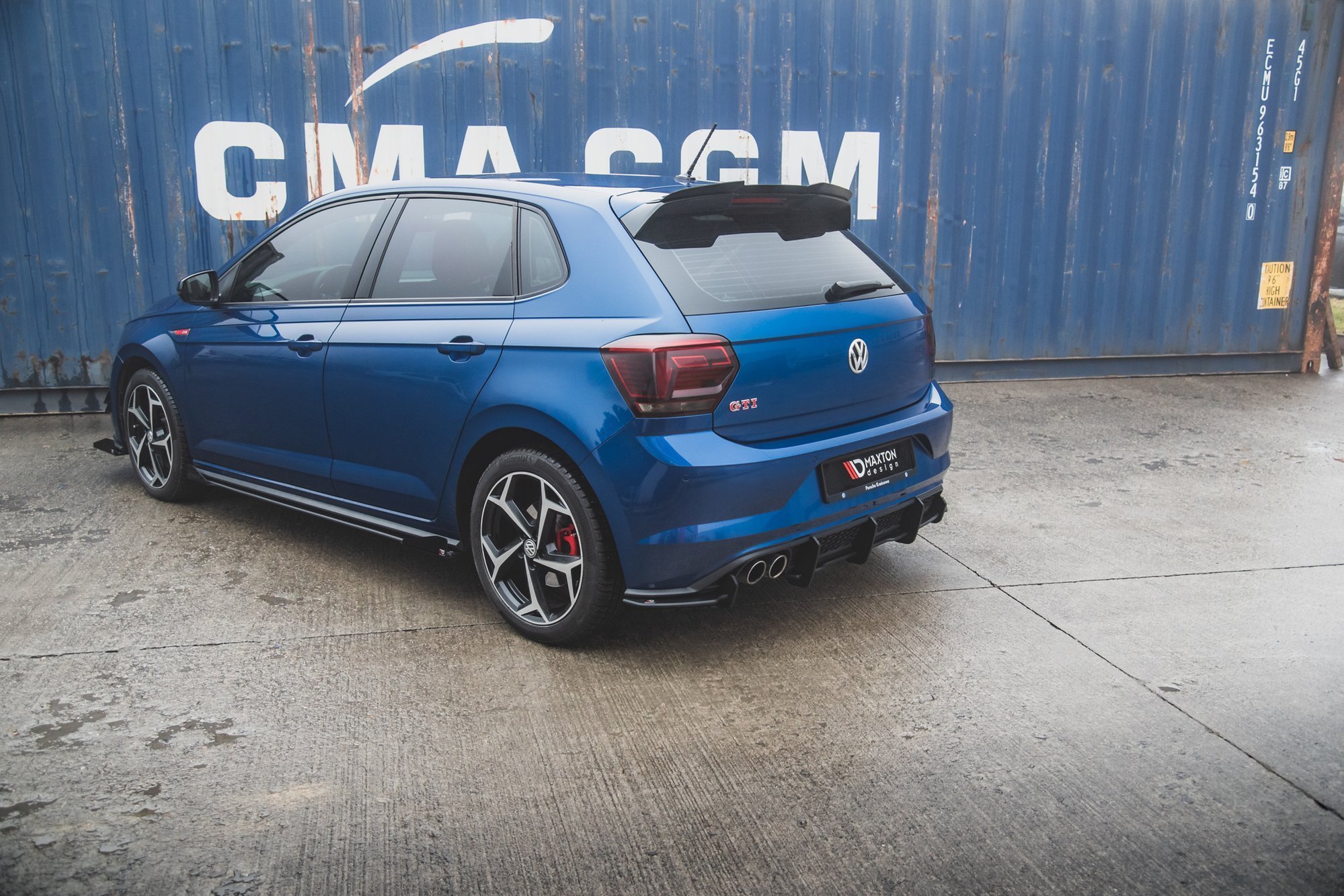 Street Pro Heck Ansatz Diffusor passend für VW Polo GTI Mk6 schwarz-rot