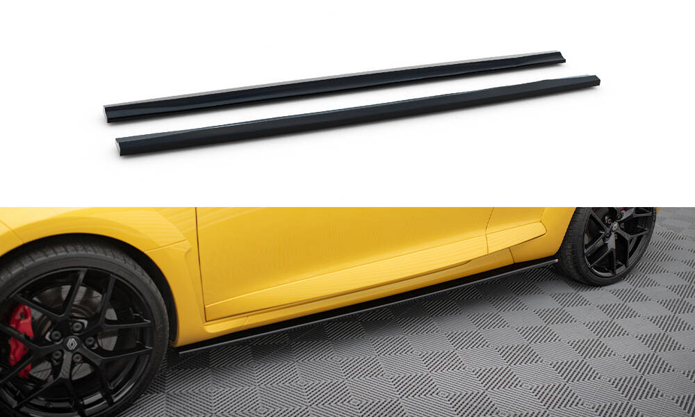 Street+ Seitenschweller Leisten passend für Renault Megane RS Mk3 schwarz Hochglanz