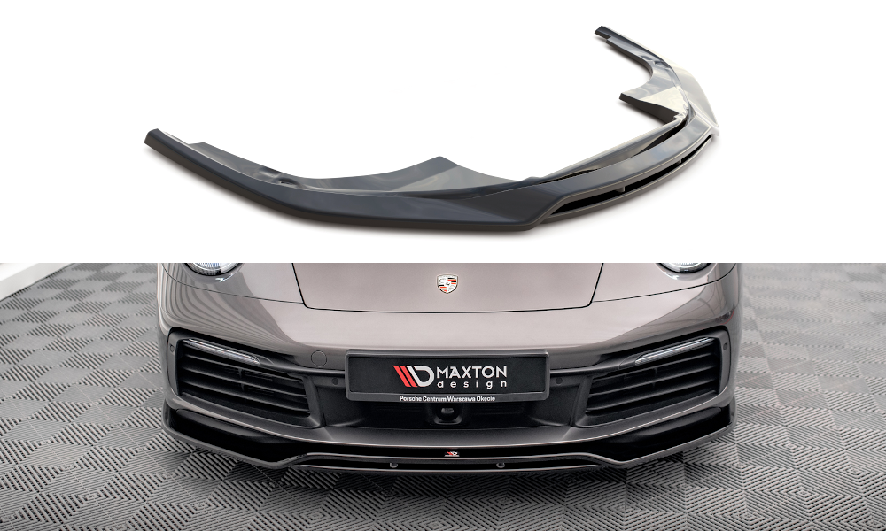 Street+ Spoilerlippe Front Ansatz passend für Porsche 911 Carrera 4S 992 schwarz Hochglanz