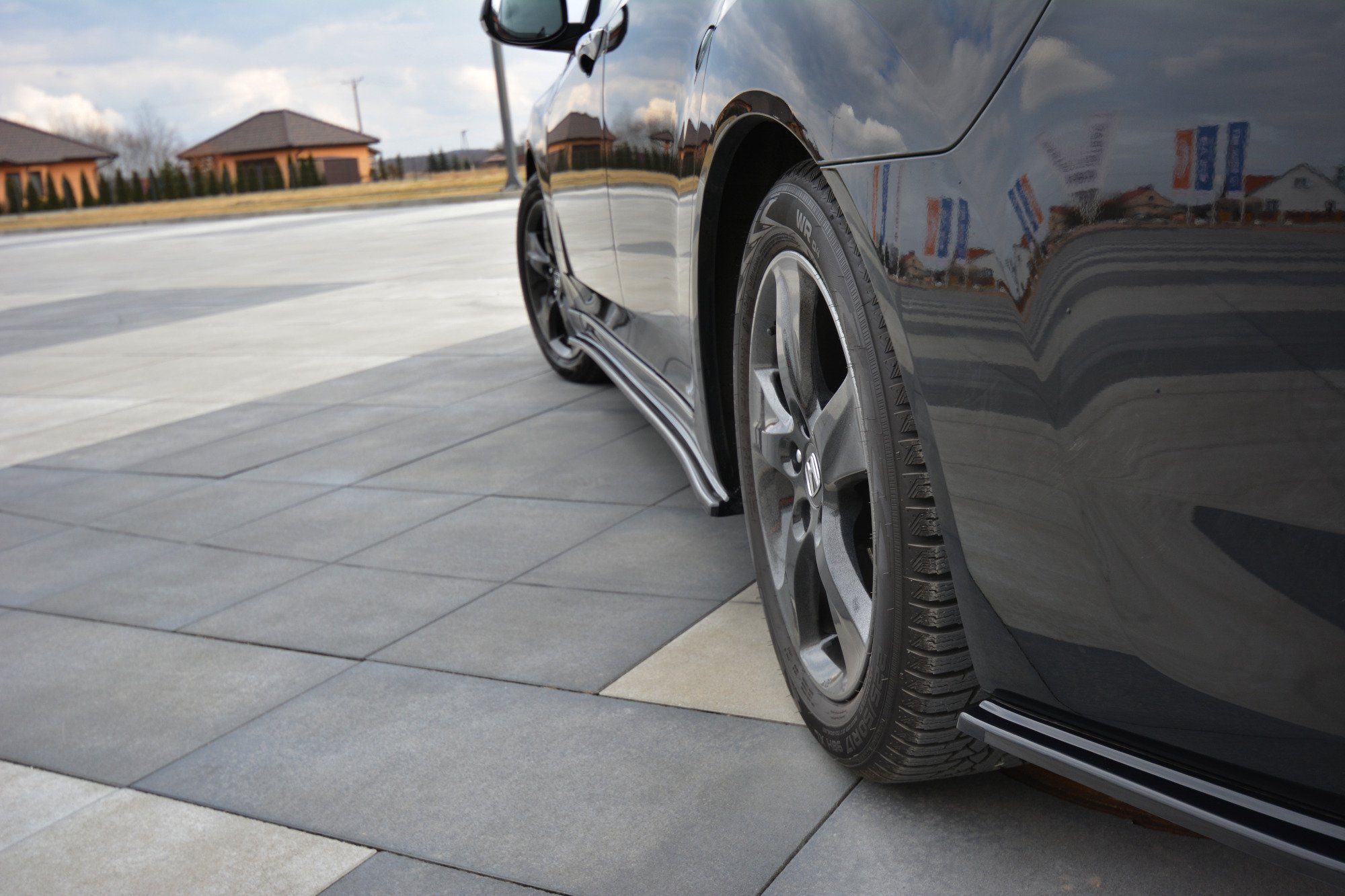 Heck Ansatz Flaps Diffusor für HONDA ACCORD MK8. CU-Serie vor Facelift SEDAN schwarz Hochglanz