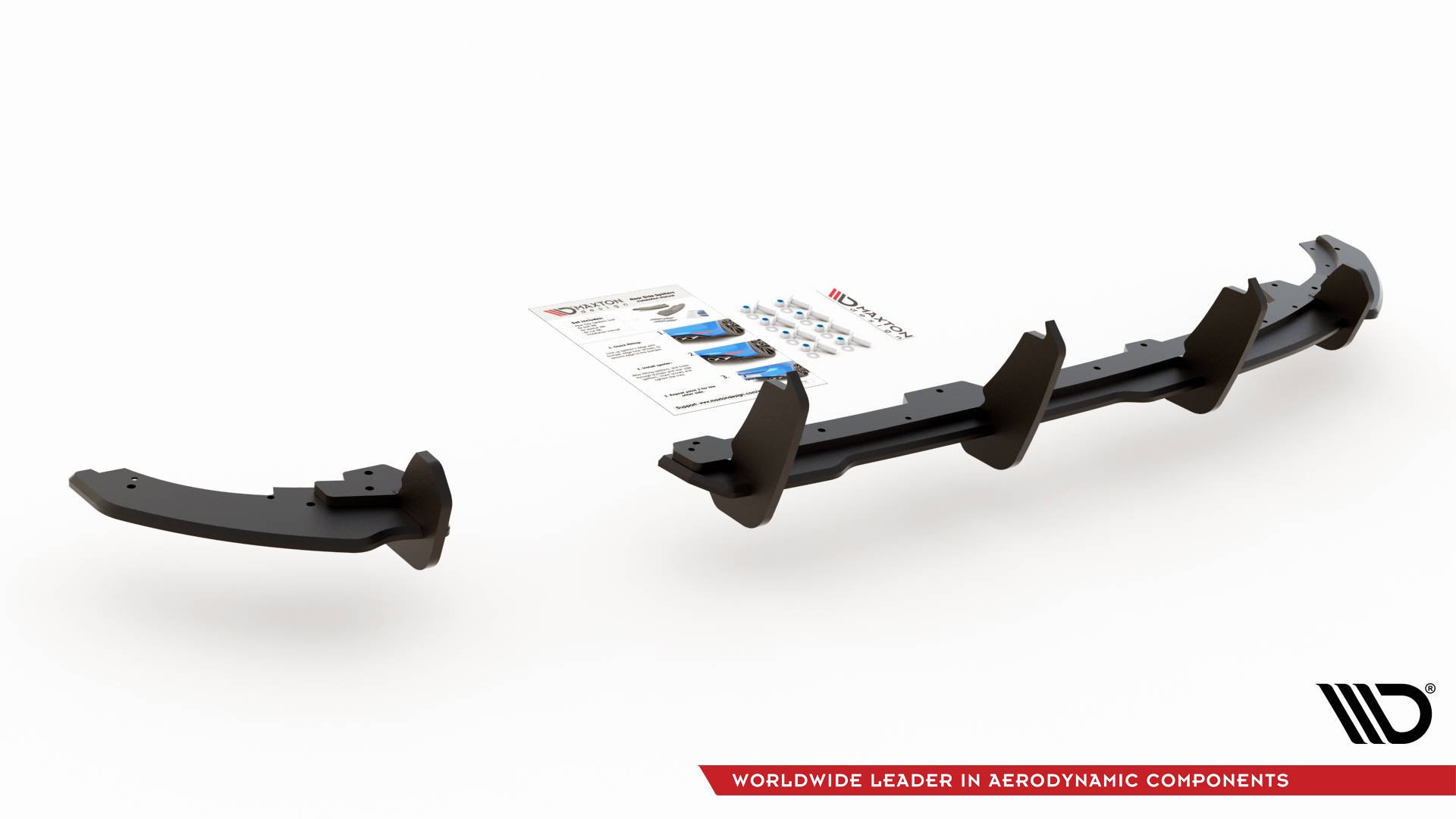 Street Pro Heck Ansatz Diffusor passend für VW Polo GTI Mk6 schwarz-rot