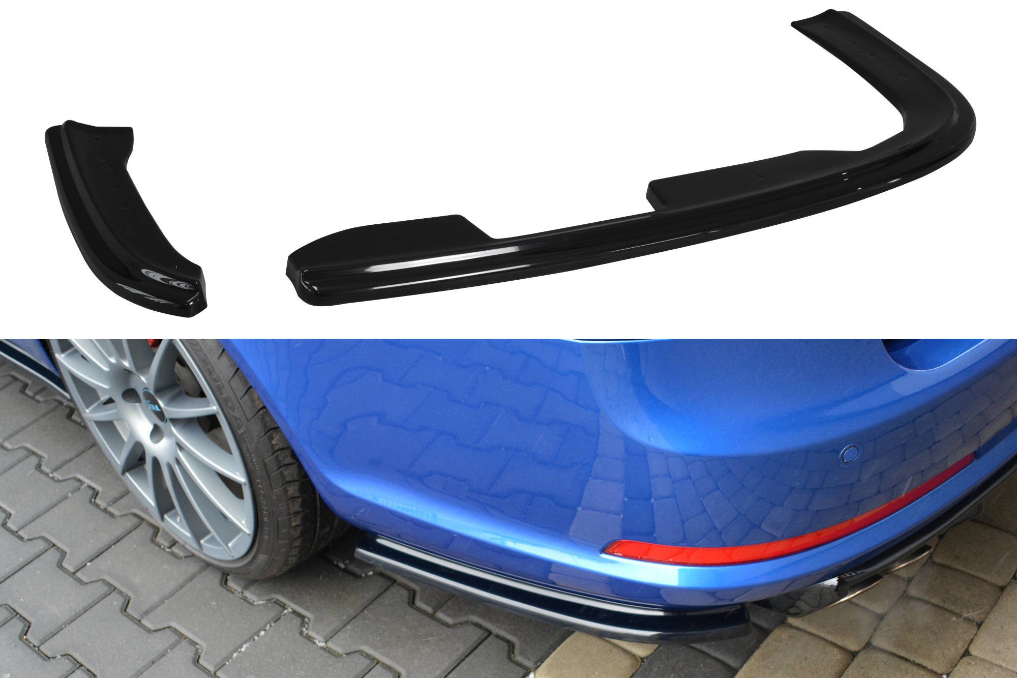 Heck Ansatz Flaps Diffusor für Skoda Octavia RS Limousine / Combi Mk2 / Mk2 Facelift schwarz Hochglanz