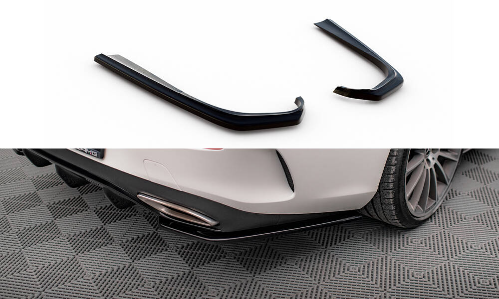 Heck Ansatz Flaps Diffusor für Mercedes-Benz E-Klasse W213 Coupe C238 / Cabriolet A238 AMG-Line schwarz Hochglanz
