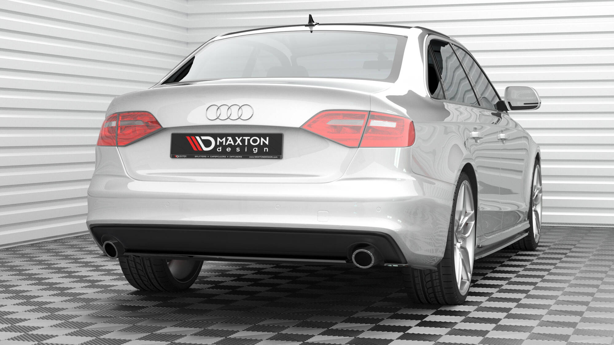 Street+ Mittlerer Diffusor Heck Ansatz passend für Audi A4 S-Line B8 FL schwarz Hochglanz
