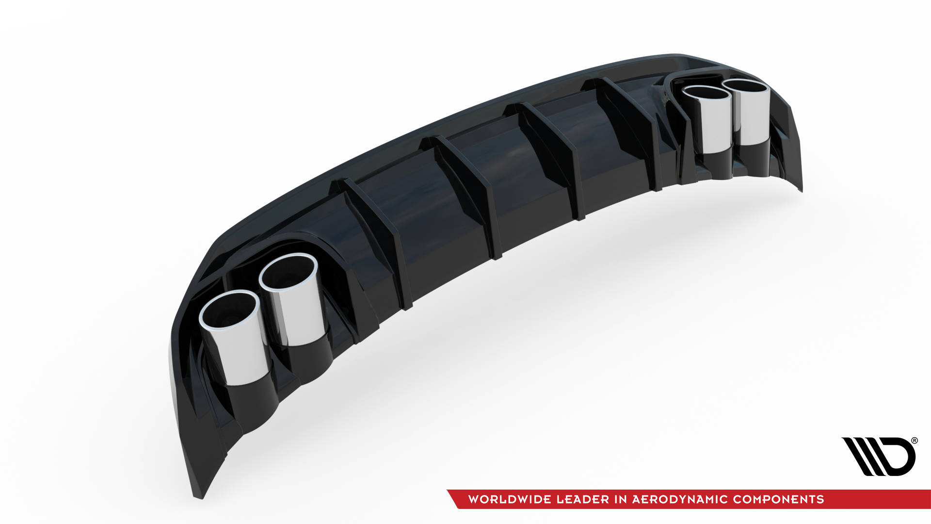 Street+ Heck Ansatz Diffusor + Endrohre chrom passend für Audi A3 S-Line Sportback 8Y schwarz Hochglanz
