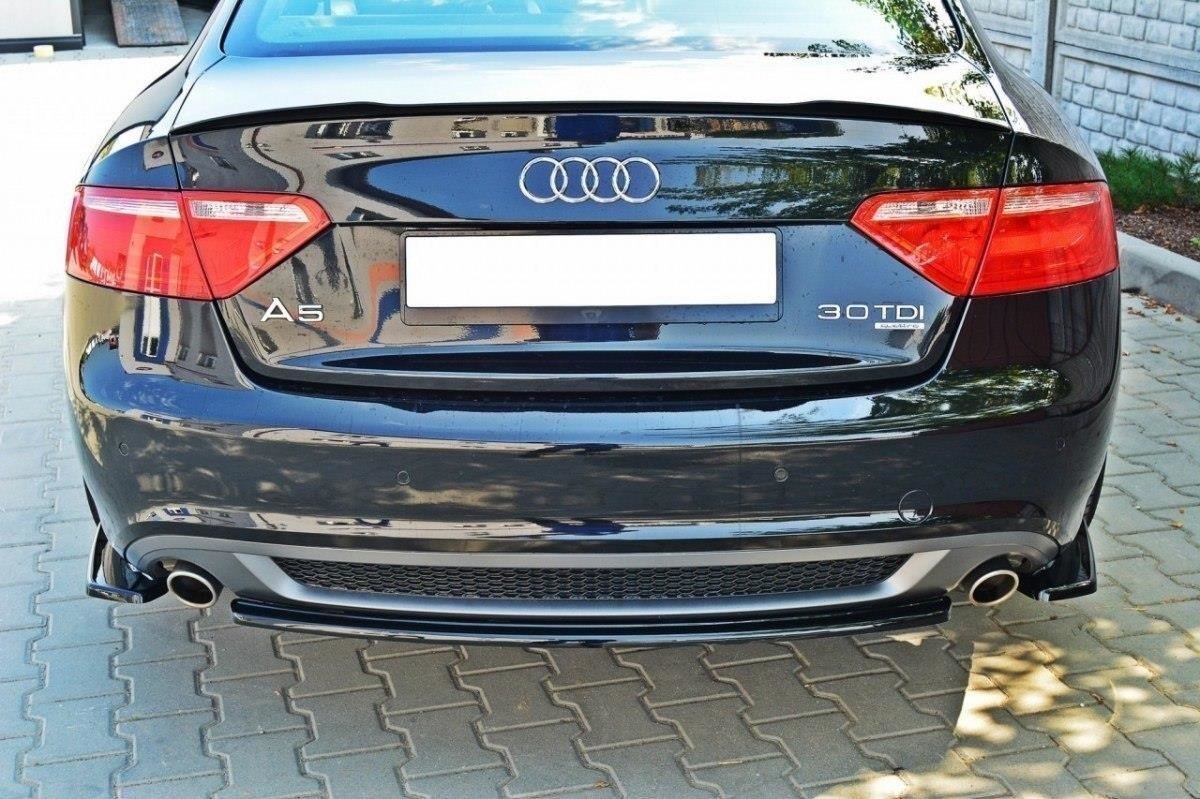Heck Ansatz Flaps Diffusor für Audi A5 Coupe / Sportback S-Line 8T schwarz Hochglanz