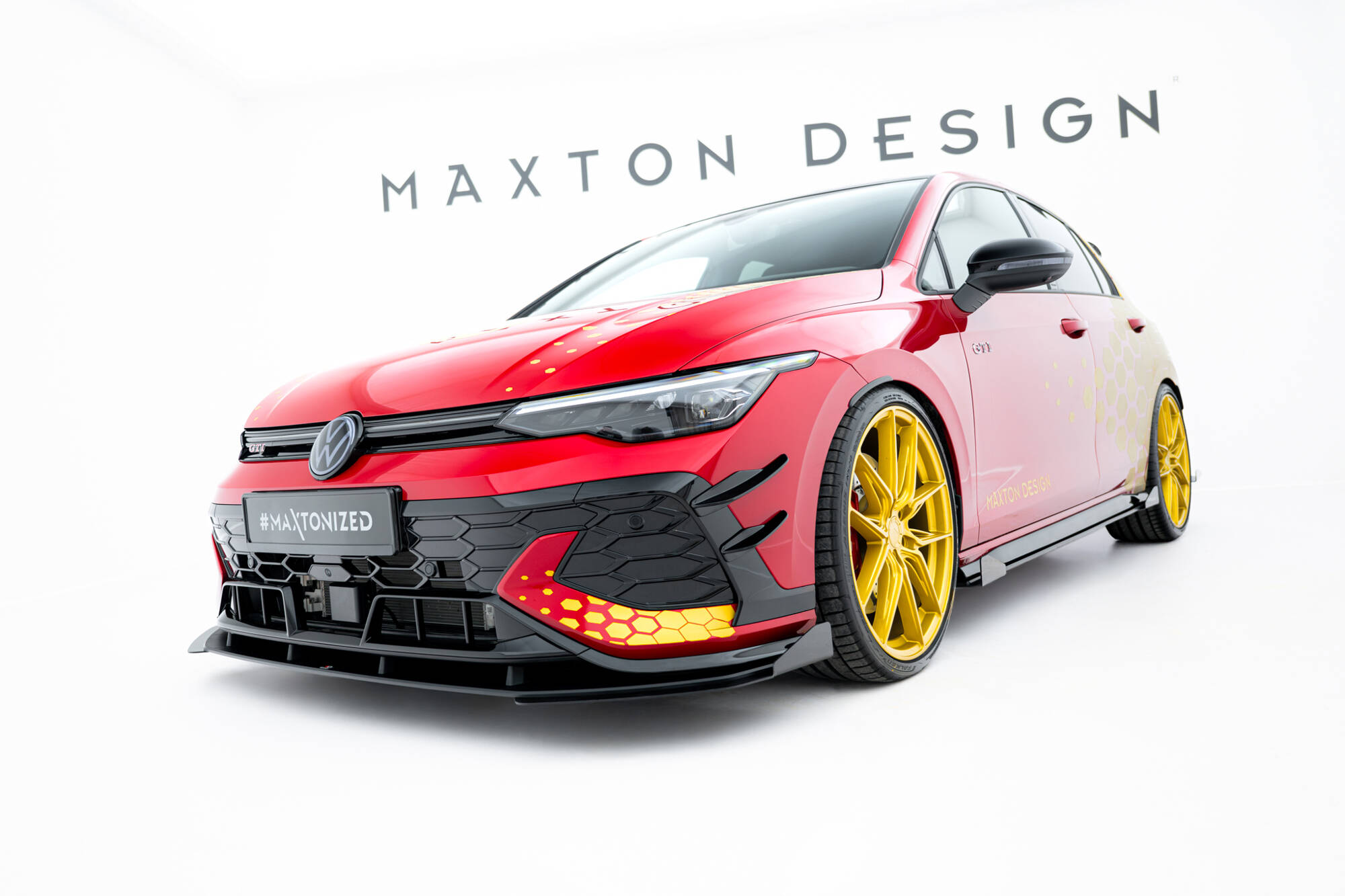 Street Pro Spoilerlippe Front Ansatz + Flaps passend für VW Golf GTI Clubsport Mk8 FL rot+ Hochglanz Flaps