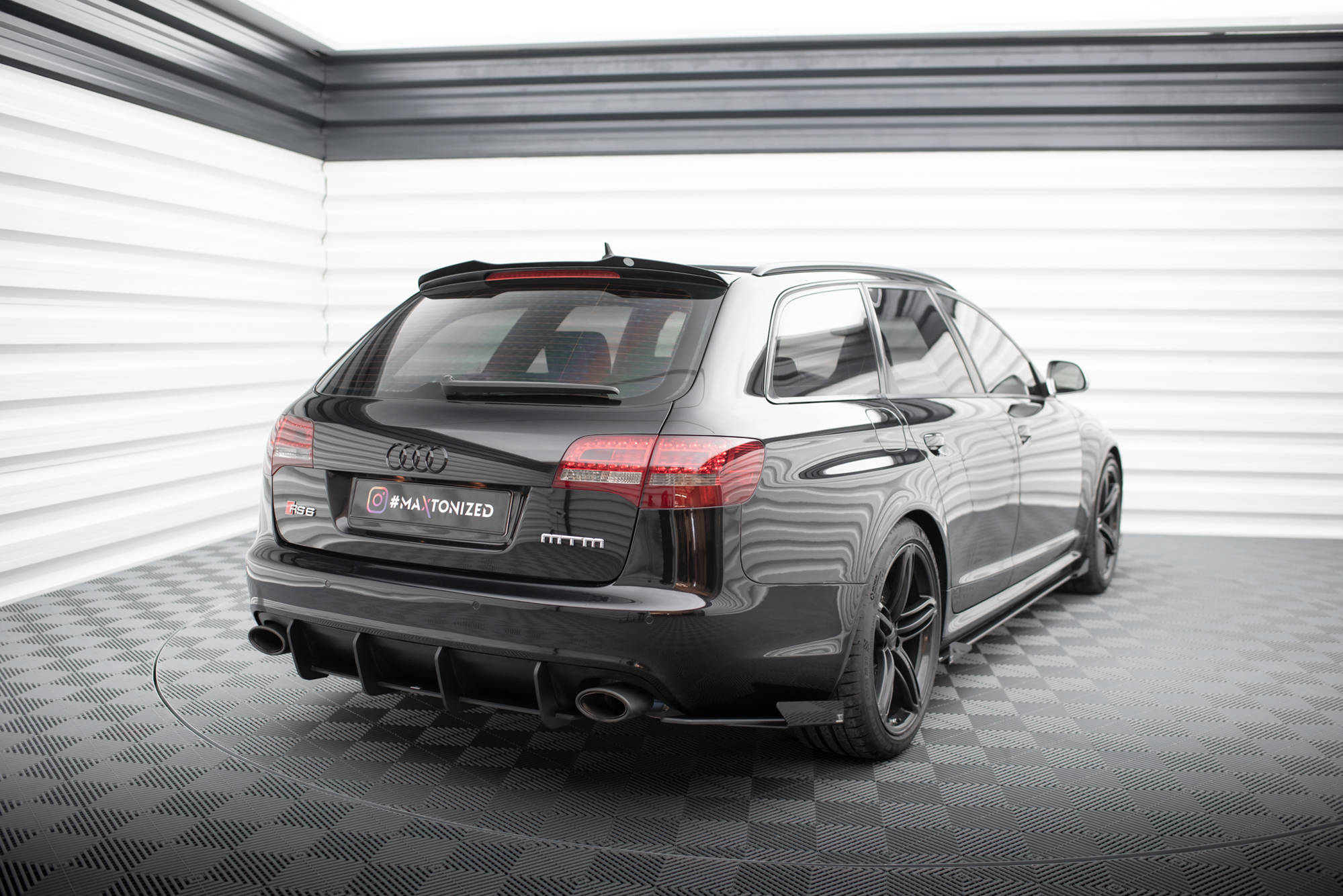 Street Pro Heck Ansatz Flaps passend für Audi RS6 Avant C6 schwarz Hochglanz