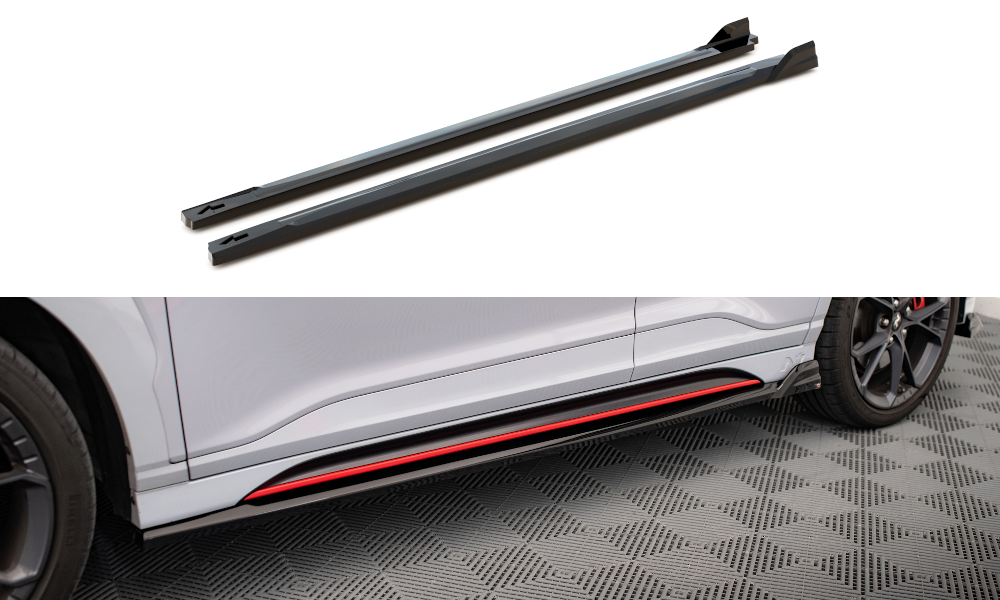 Street+ Seitenschweller Leisten V.2 passend für Hyundai Kona N Mk1 schwarz Hochglanz
