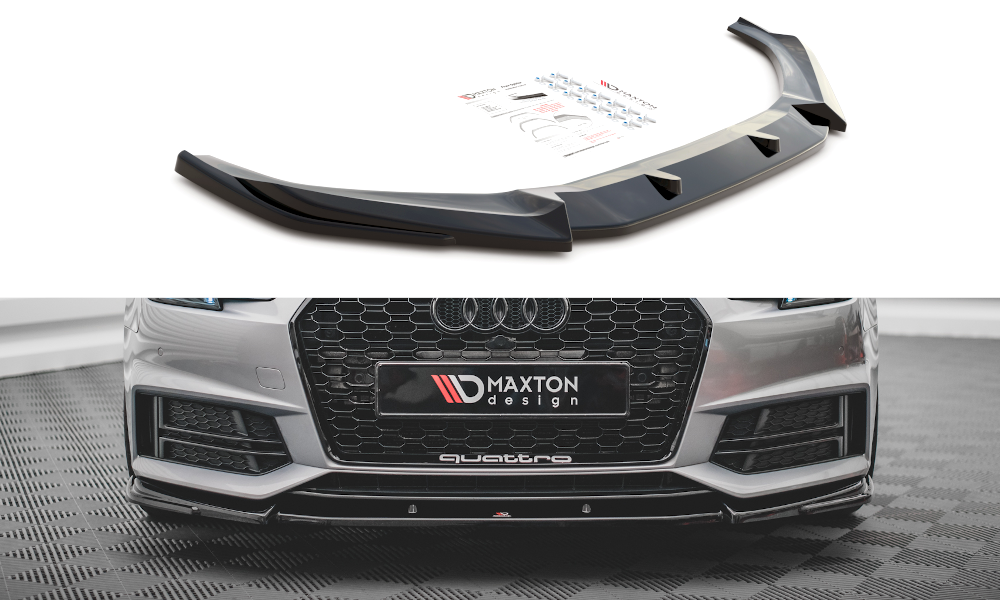 Street+ Spoilerlippe Front Ansatz V.3 passend für Audi S4 / A4 S-Line B9 schwarz Hochglanz