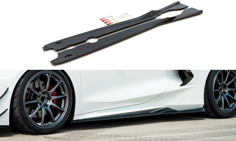 Street+ Seitenschweller Leisten passend für Chevrolet Corvette C8 schwarz Hochglanz