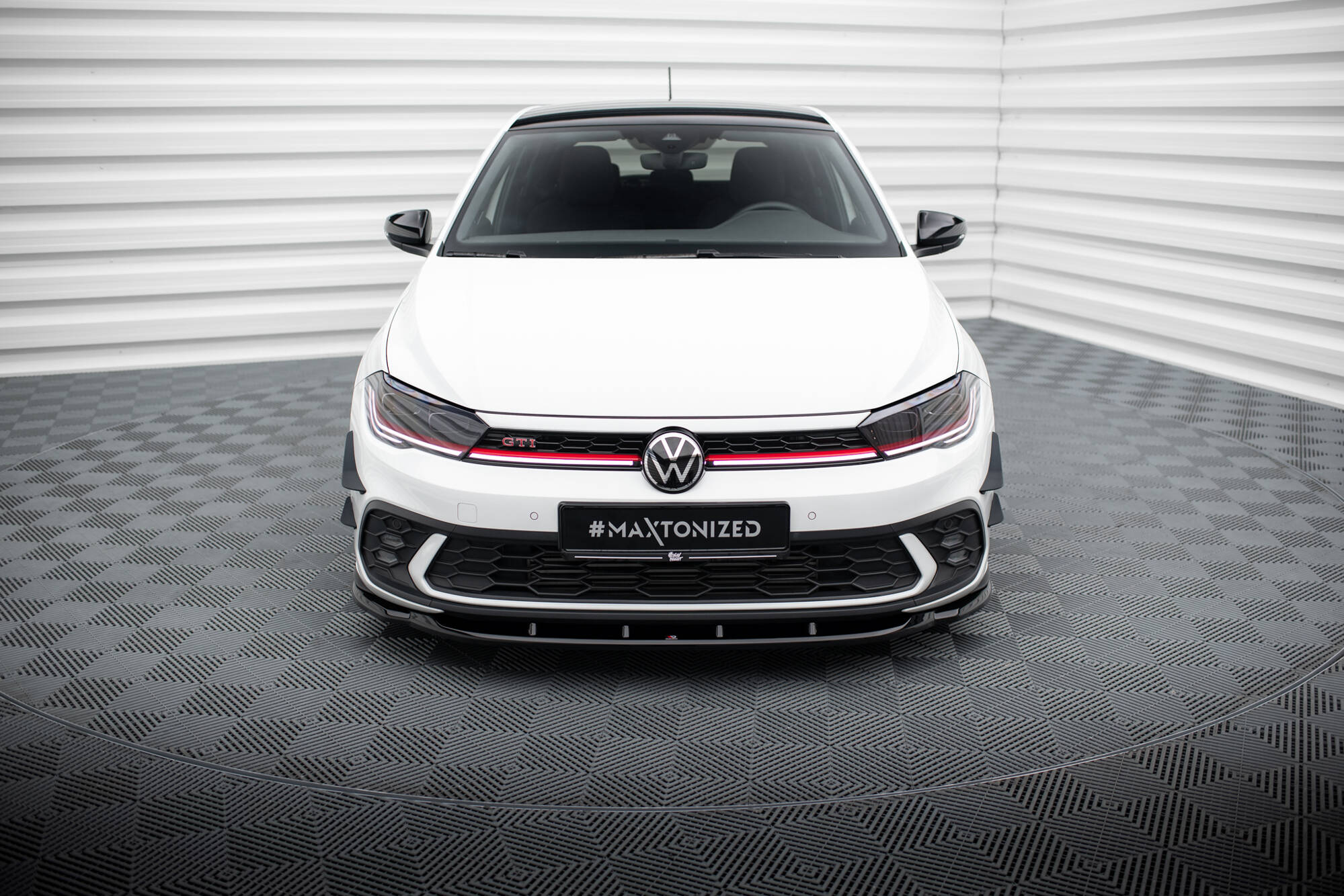 Street+ Spoilerlippe Front Ansatz V.1 passend für VW Polo GTI Mk6 FL schwarz Hochglanz