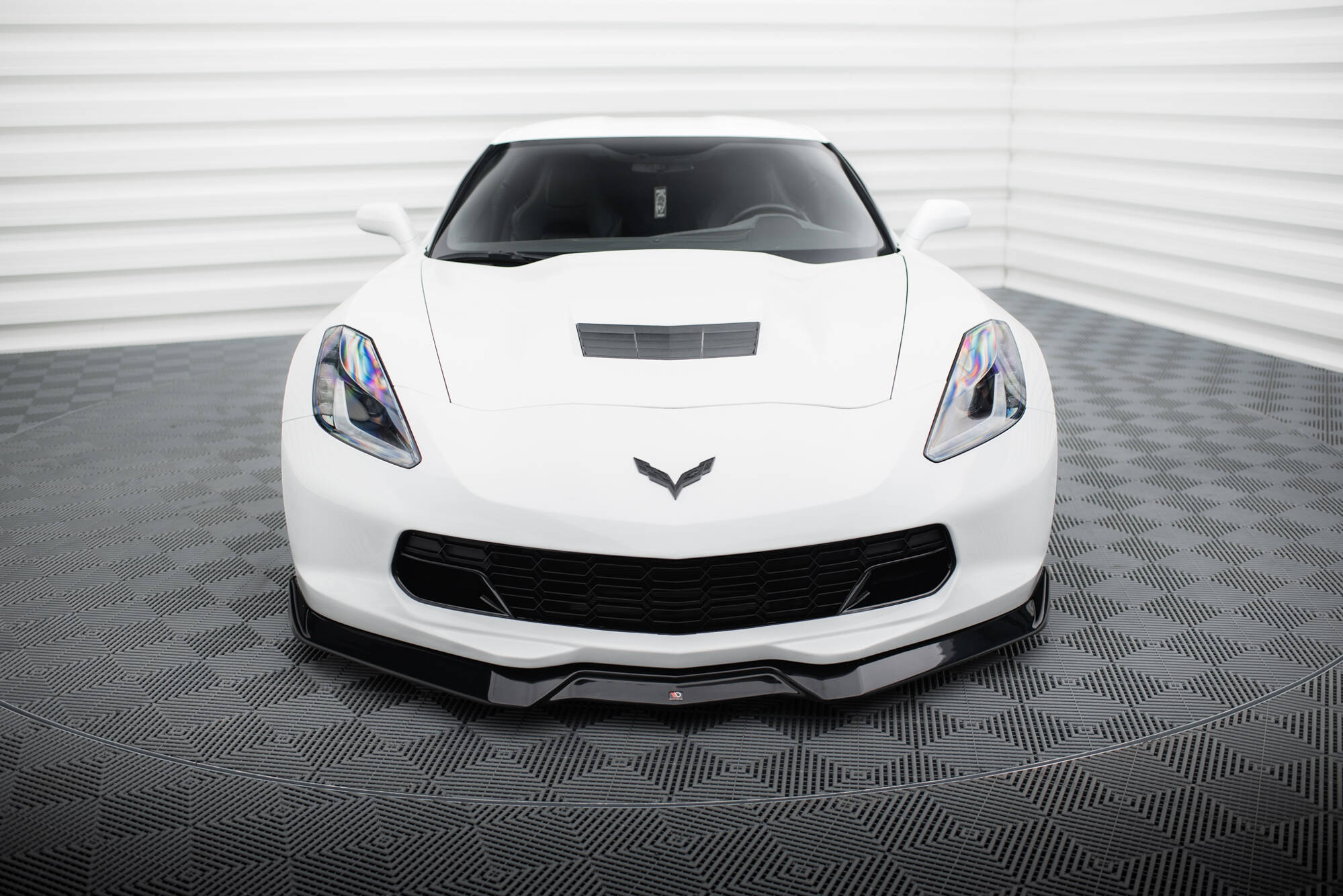 Street+ Spoilerlippe Front Ansatz V.2 passend für Chevrolet Corvette Stingray / Z06 C7 schwarz Hochglanz
