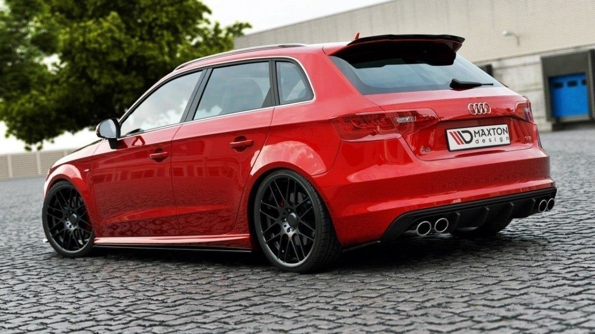 Heck Ansatz Flaps Diffusor für Audi S3 / A3 S-Line 8V Hachback / Sportback schwarz Hochglanz