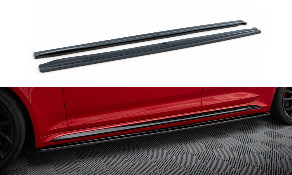 Seitenschweller Ansatz für Audi RS4 B9 / B9 Facelift schwarz Hochglanz