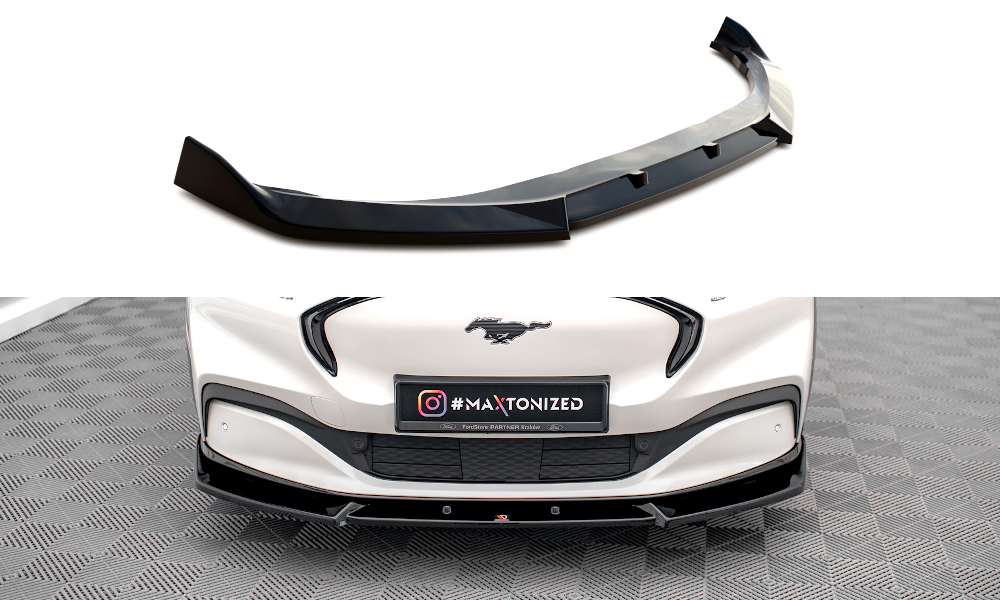 Street+ Spoilerlippe Front Ansatz V.1 passend für Ford Mustang Mach-E Mk1 schwarz Hochglanz