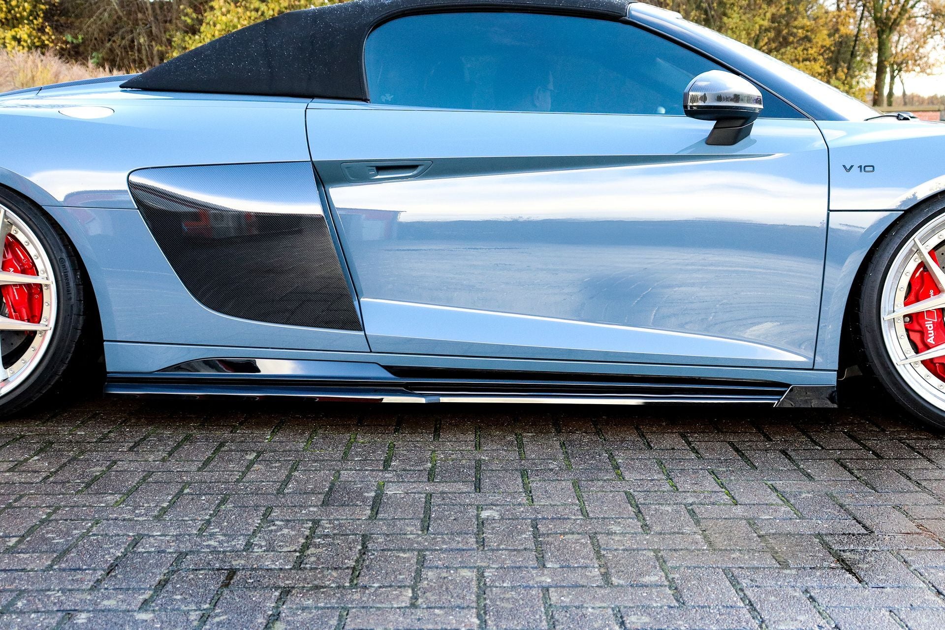 Cup Seitenschweller mit Wings vorne für Audi R8 4S Facelift ab Bj. 2019 - Schwarz Matt