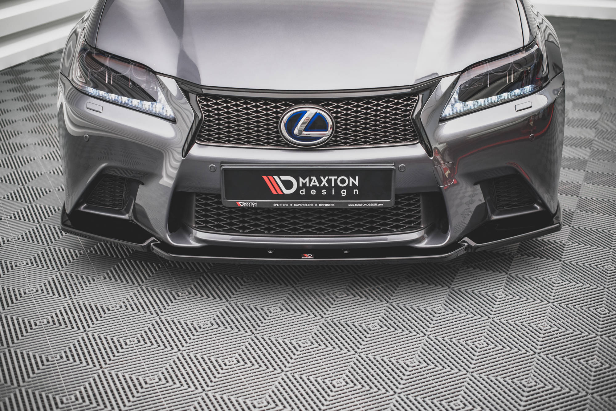 Street+ Spoilerlippe Front Ansatz V.1 passend für Lexus GS F Sport Mk4 L10 schwarz Hochglanz
